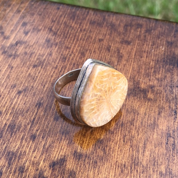 Coral Fossil Ring - Picture 1 of 6